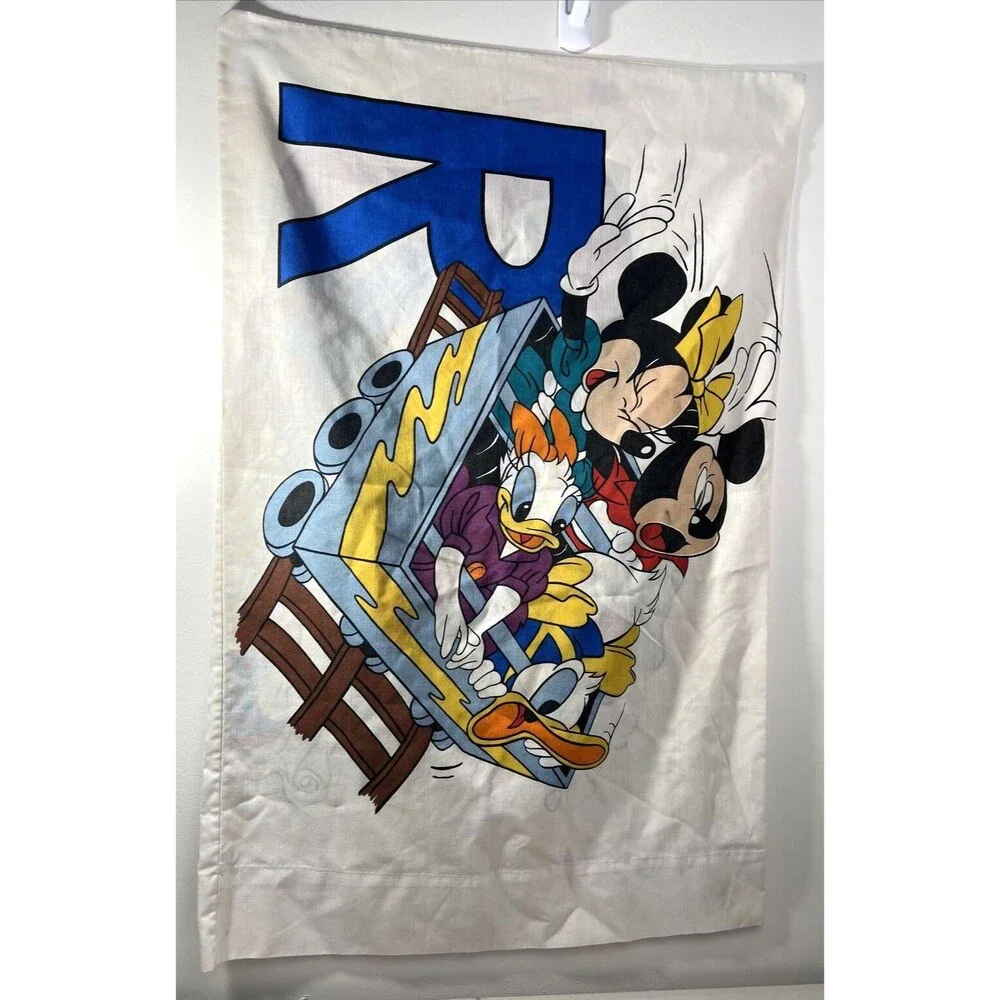 Disney Mickey, Minnie Mouse, Daisy & Goofy Pillowcase VINTAGE Roller Coaster